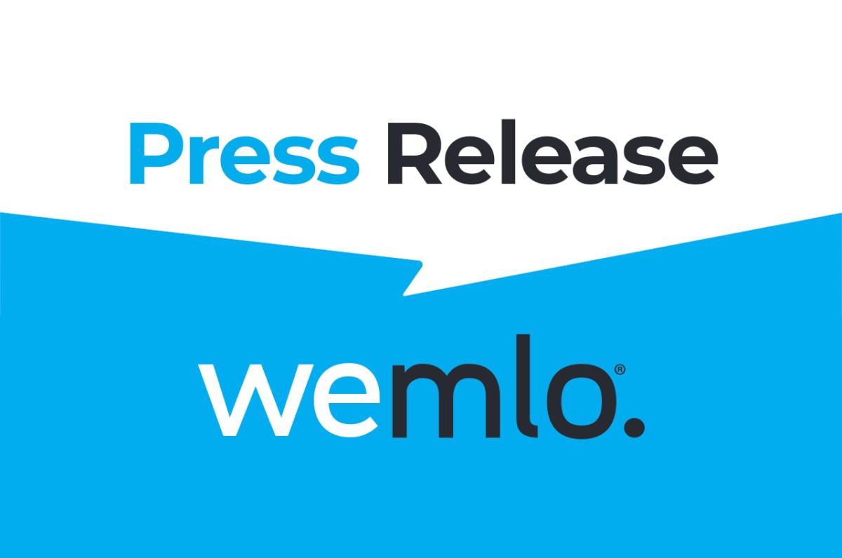 Graphic with the words “Press Release” in black and blue text at the top, and “wemlo.” in blue and black text below, all on a white and blue background.